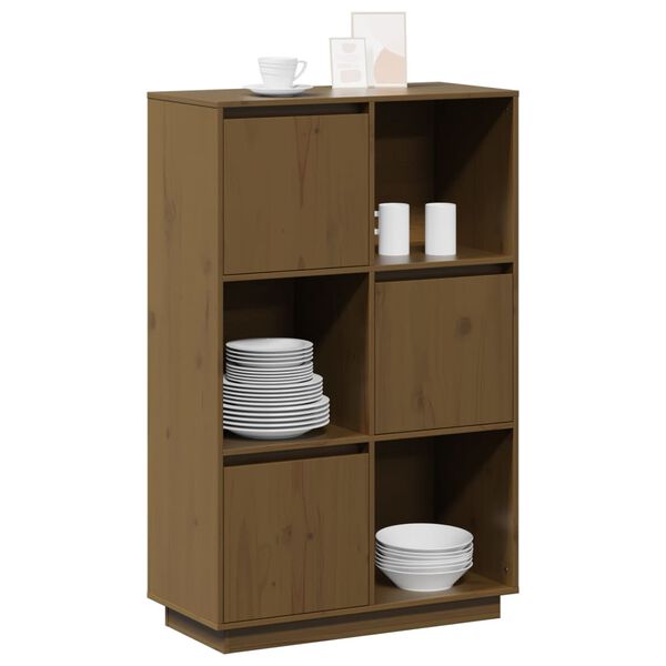 vidaXL Highboard Honey Brown 74x35x117 cm Solid Wood Pine