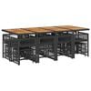 vidaXL 13 Piece Garden Dining Set with Cushions Black Poly Rattan