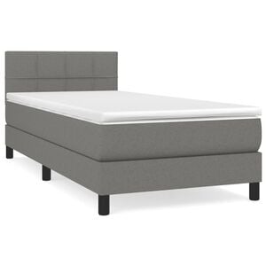 vidaXL Box Spring Bed with Mattress Dark Grey 100x200 cm Fabric