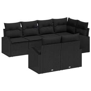 vidaXL Garden Sofa Set Black Poly Rattan