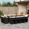 vidaXL 13 Piece Garden Dining Set with Cushions Black Poly Rattan