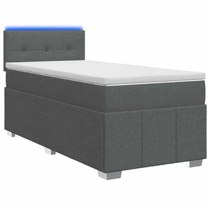 vidaXL Box Spring Bed with Mattress and LED Dark Grey 107 x 203 cm