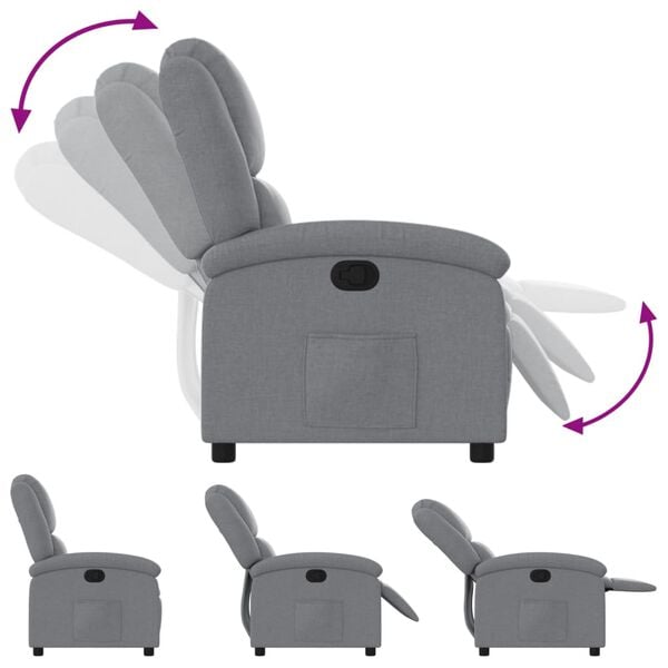 vidaXL Recliner Chair Light Grey Fabric