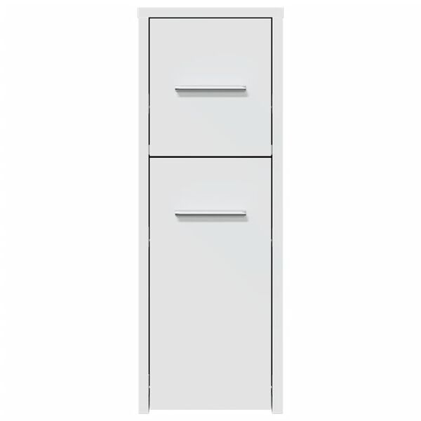 vidaXL Narrow Bathroom Cupboard with Wheels White Engineered Wood