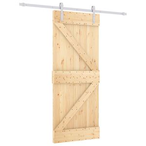 vidaXL Sliding Door Natural and White 85 x 210 cm Solid Pine Wood