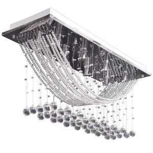 vidaXL Ceiling Lamp | White | Metal frame + crystal beads | Large
