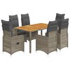vidaXL 7 Piece Garden Bistro Set with Cushions Grey Poly Rattan