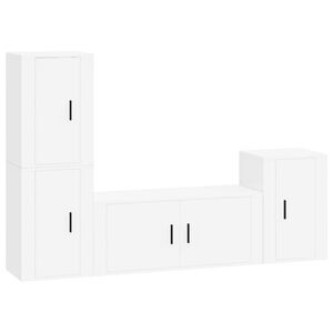 vidaXL 4 Piece TV Cabinet Set White Engineered Wood