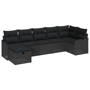 vidaXL Sofa Set 7 pcs 7-Seater Black Poly Rattan