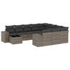 vidaXL 11 Piece Garden Sofa Set with Cushions Grey Poly Rattan