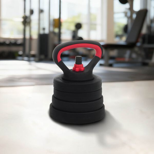 vidaXL 4-in-1 Dumbbell Set Black and Red 121 x 19.5 x 19.5 cm