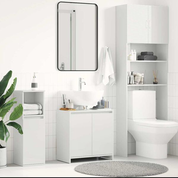 vidaXL Bathroom Cabinet High Gloss White 60x33x61 cm Engineered Wood