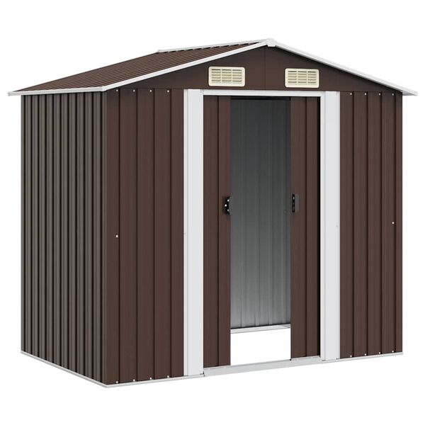 vidaXL Garden Storage Shed Brown 204x132x186 cm Steel
