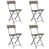 vidaXL Folding Bistro Chairs 4 pcs Grey Poly Rattan and Steel