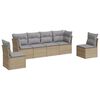 vidaXL 6 Piece Garden Sofa Set with Cushions Beige Poly Rattan