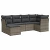 vidaXL 6 Piece Garden Sofa Set with Cushions Grey Poly Rattan