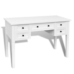 vidaXL Writing Desk | White | MDF and pine wood | 109.5 cm &times; 45 cm &times; 77.5 cm