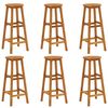 vidaXL Bar Stool | Set of 6 | Solid acacia wood | Standard | Footrest