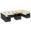 vidaXL 11 Piece Garden Sofa Set with Cushions Black Poly Rattan