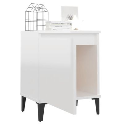vidaXL Bed Cabinets with Metal Legs High Gloss White 40x30x50 cm