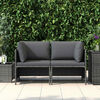 vidaXL 2-Seater Garden Sofa with Cushions Grey Poly Rattan