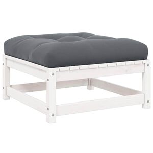 vidaXL Garden Footstool with Cushion White Solid Wood Pine