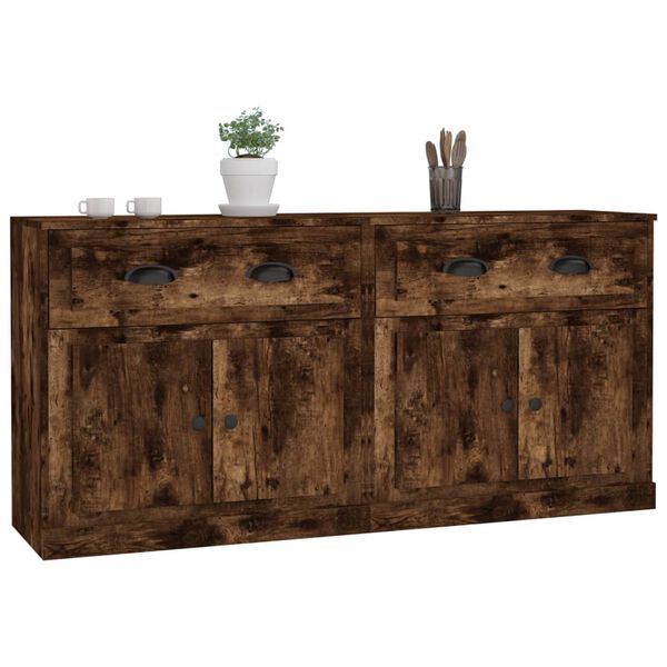 vidaXL Sideboards 2 pcs Smoked Oak Engineered Wood