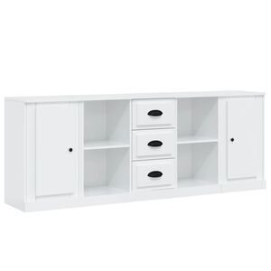 vidaXL Sideboards 3 pcs High Gloss White Engineered Wood
