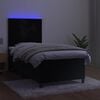 vidaXL Box Spring Bed with Mattress&LED Black 106x203 cm King Single Size Velvet