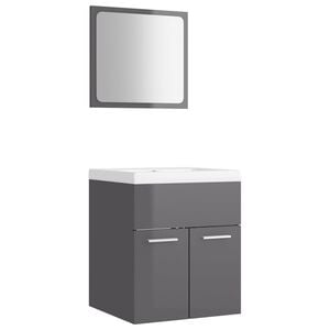 vidaXL Bathroom Furniture Set | High gloss grey, White