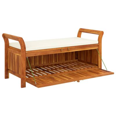 vidaXL Garden Storage Bench with Cushion 126 cm Solid Wood Acacia