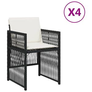 vidaXL Garden Chairs with Cushions 4 pcs Black Poly Rattan