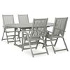 vidaXL 5 Piece Garden Dining Set (150-200)x100cm Solid Acacia Wood Grey