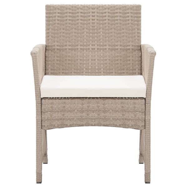 vidaXL Garden Armchairs with Cushions 2 pcs Beige Poly Rattan