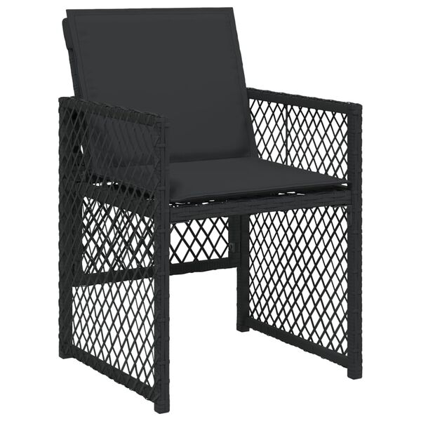 vidaXL 7 Piece Garden Dining Set with Cushions Black Poly Rattan
