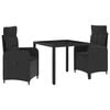 vidaXL Outdoor Dining Set 3 pcs Black Poly Rattan