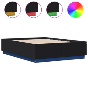 vidaXL Bed Frame with LED without Mattress Black 135x190 cm Double