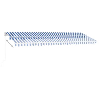 vidaXL Freestanding Manual Retractable Awning 500x300 cm Blue/White