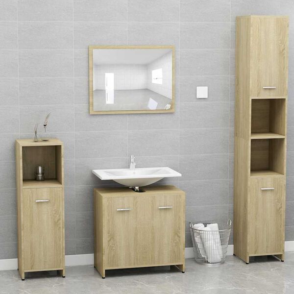 vidaXL Bathroom Furniture Set Sonoma Oak Engineered Wood