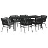 vidaXL Garden Dining Set with Cushion 7 pcs Black Powder-Coated Steel