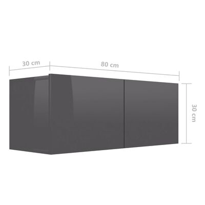 vidaXL 8 Piece TV Cabinet Set High Gloss Grey Chipboard