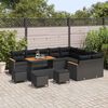 vidaXL Garden Sofa Set with Cushion 13 pcs Black Poly Rattan