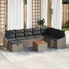 vidaXL Garden Sofa Set with Cushion 9 pcs Grey Poly rattan