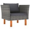 vidaXL 6 Piece Garden Lounge Set Poly Rattan and Eucalyptus Wood Grey