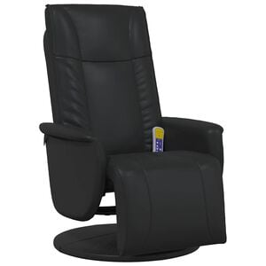 vidaXL Massage Recliner Chair with Footrest Black Faux Leather