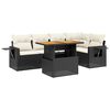 vidaXL 6 Piece Garden Sofa Set with Cushions Black Poly Rattan