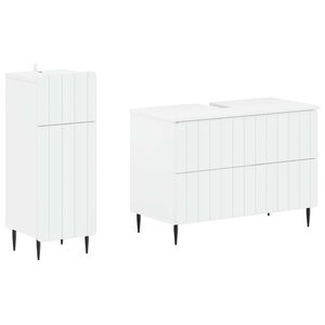 vidaXL 2 Piece Bathroom Cabinet Set ZWOLLE White Engineered Wood