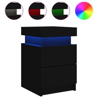 vidaXL Bedside Cabinet with LED Lights Black 35x39x55 cm