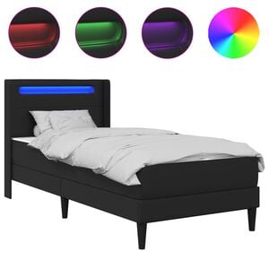 vidaXL Bed Frame with Mattress Black 90 x 190 cm Faux Leather