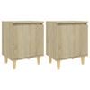 vidaXL Bed Cabinets with Solid Wood Legs 2 pcs Sonoma Oak 40x30x50 cm